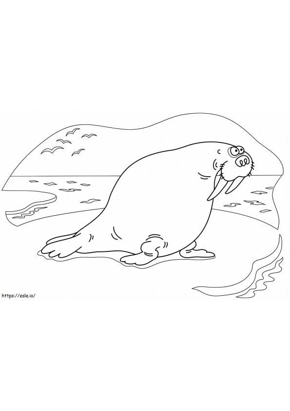 Walrus yang lucu Gambar Mewarnai