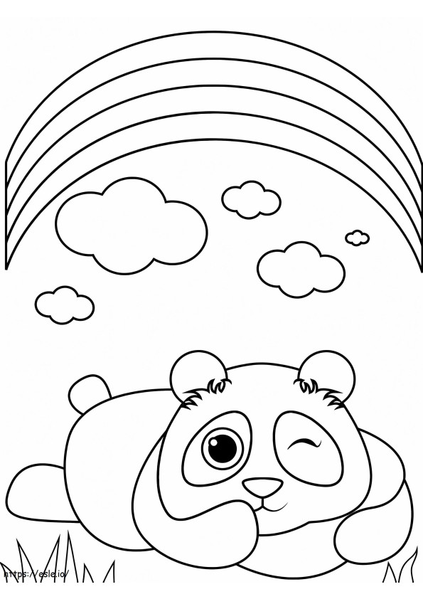 Coloriage Panda et arc-en-ciel à imprimer dessin