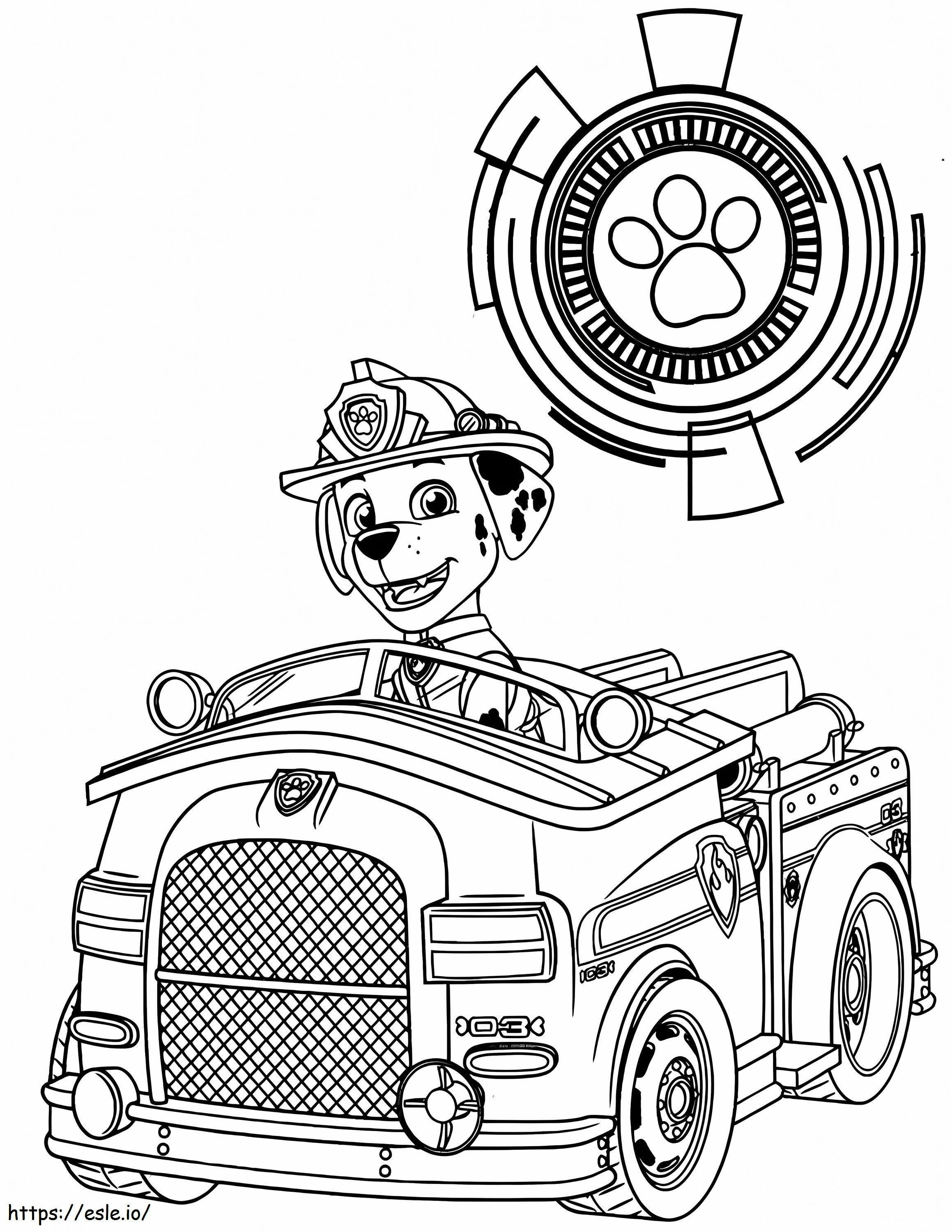 Marshall Paw Patrol In Car coloring page