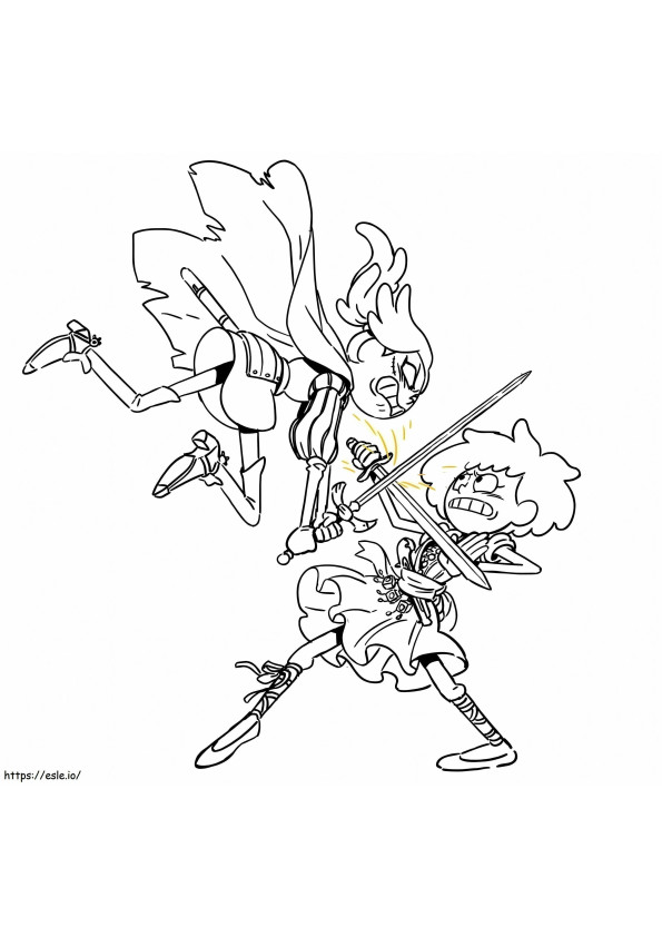 Disney Amphibia Fight coloring page