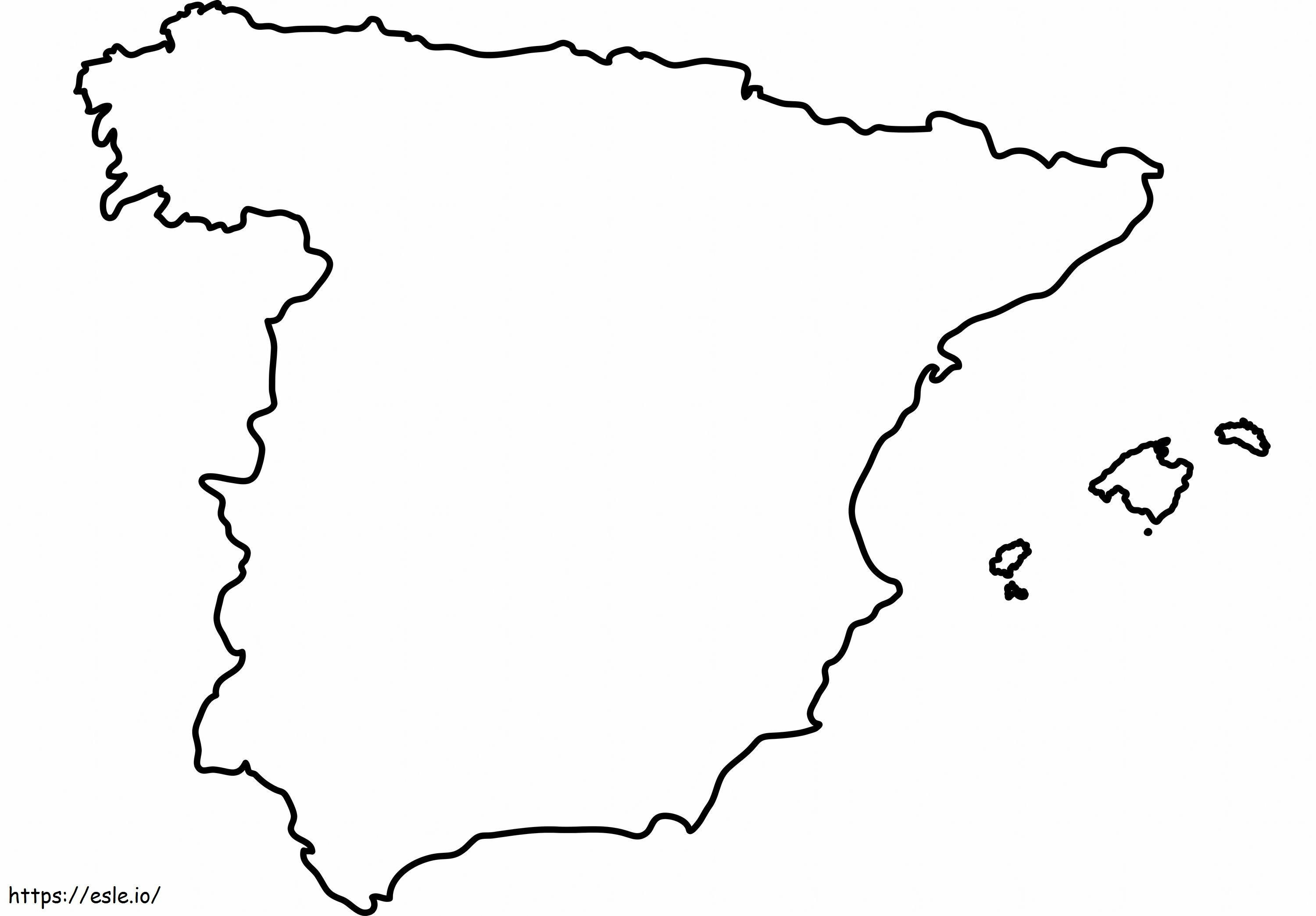 Lege kaart van Spanje om op schaal in te kleuren kleurplaat kleurplaat