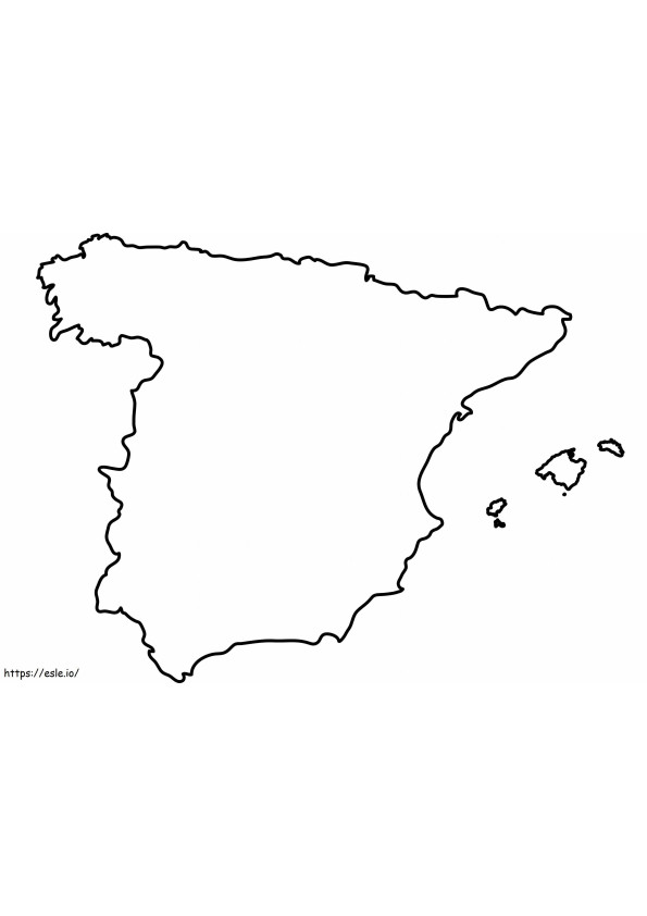 Mapa em branco da Espanha para colorir em escala para colorir