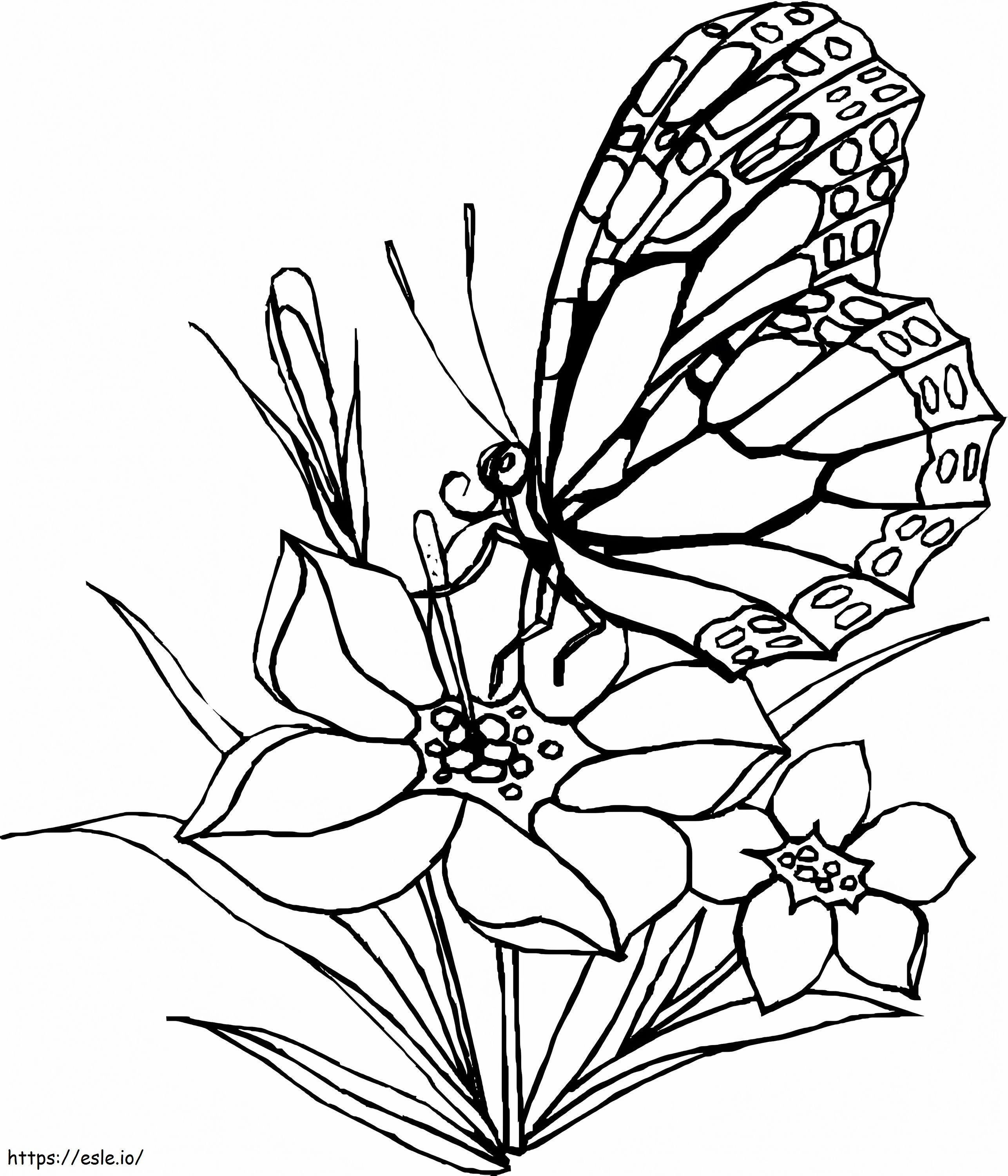 Coloriage Un papillon avec une fleur à imprimer dessin