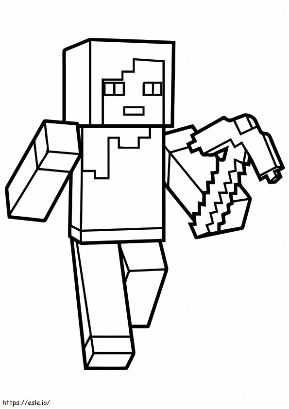 Alex Holding The Pickaxe coloring page
