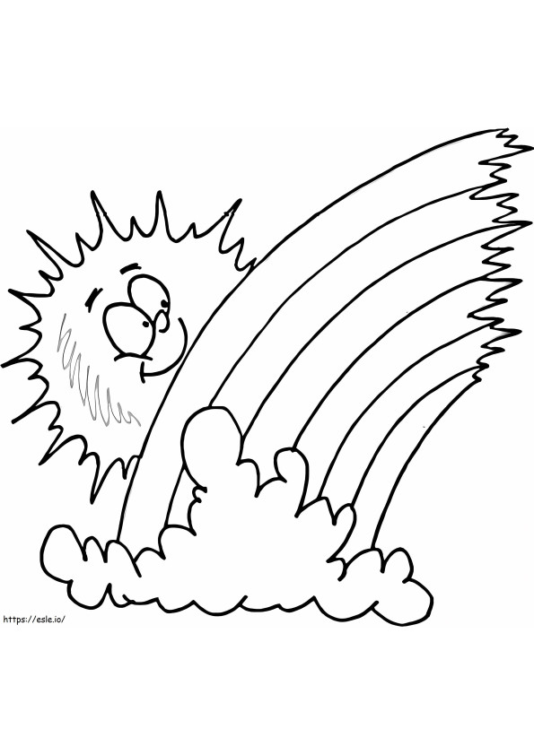 Cartoon Sun And Rainbow