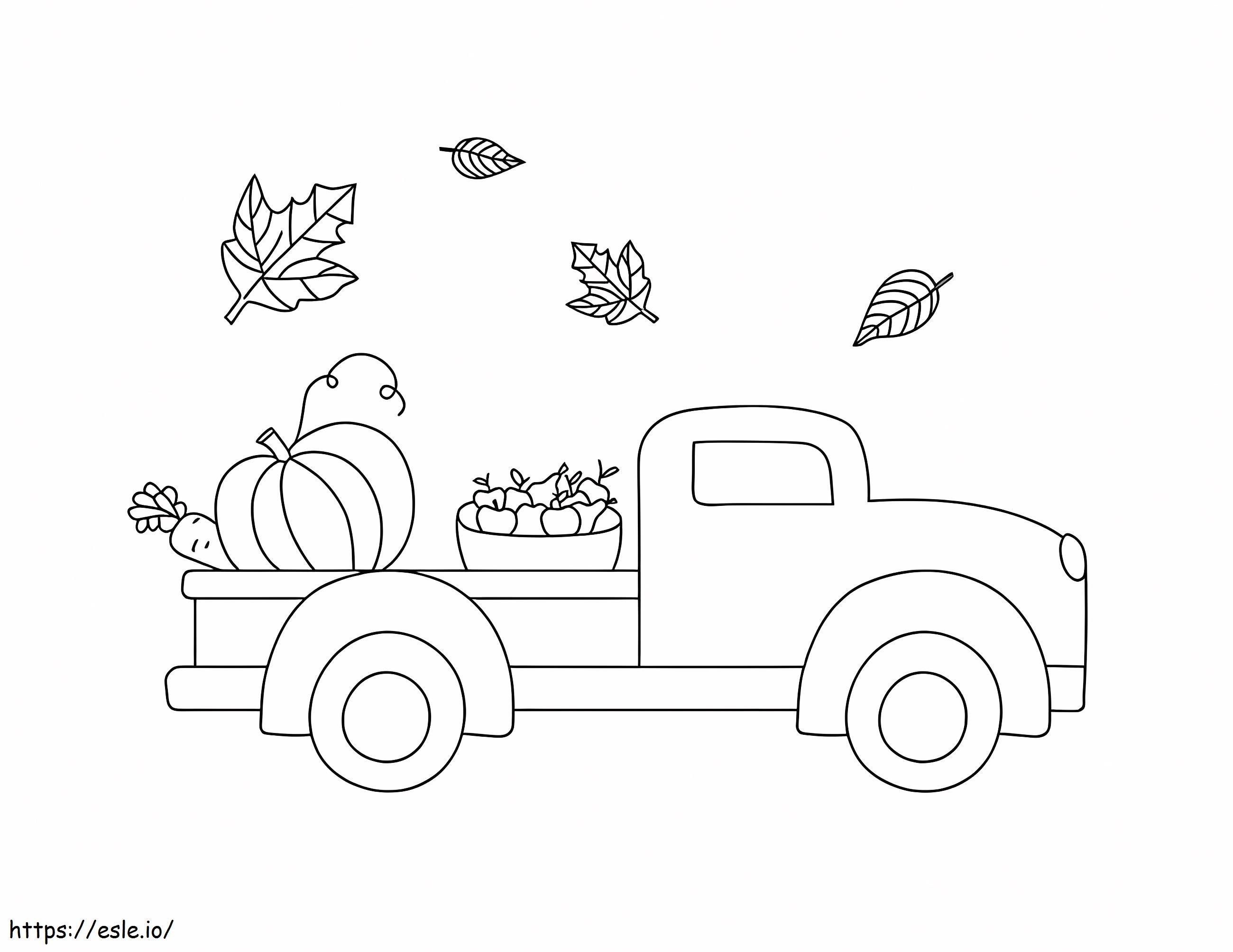 感謝祭の日のトラック ぬりえ - 塗り絵