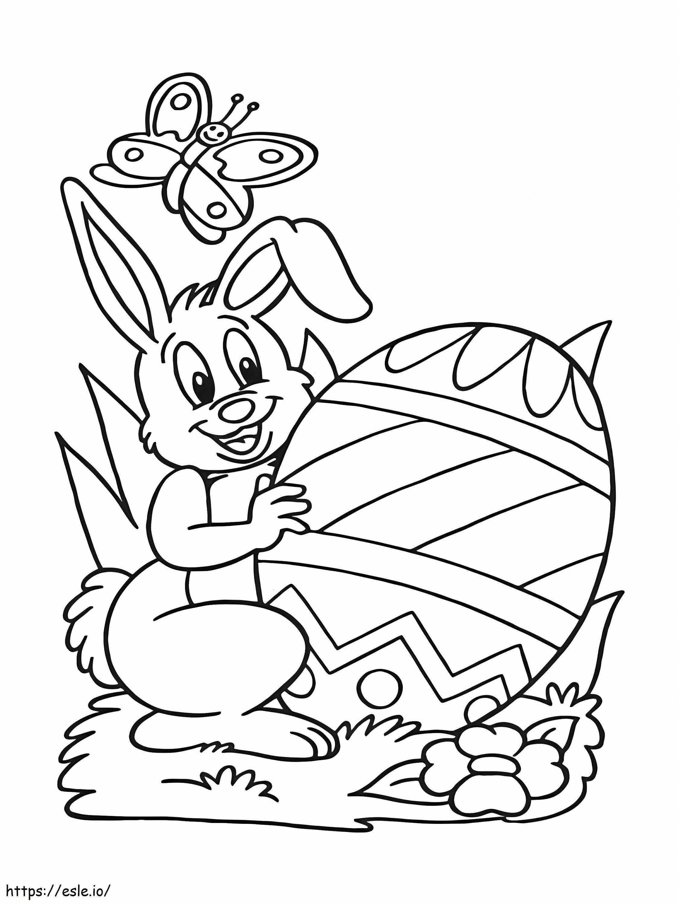Coloriage Lapin de Pâques et œuf énorme à imprimer dessin