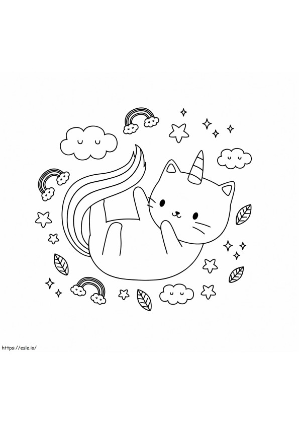 Unicorn Cat Floating coloring page