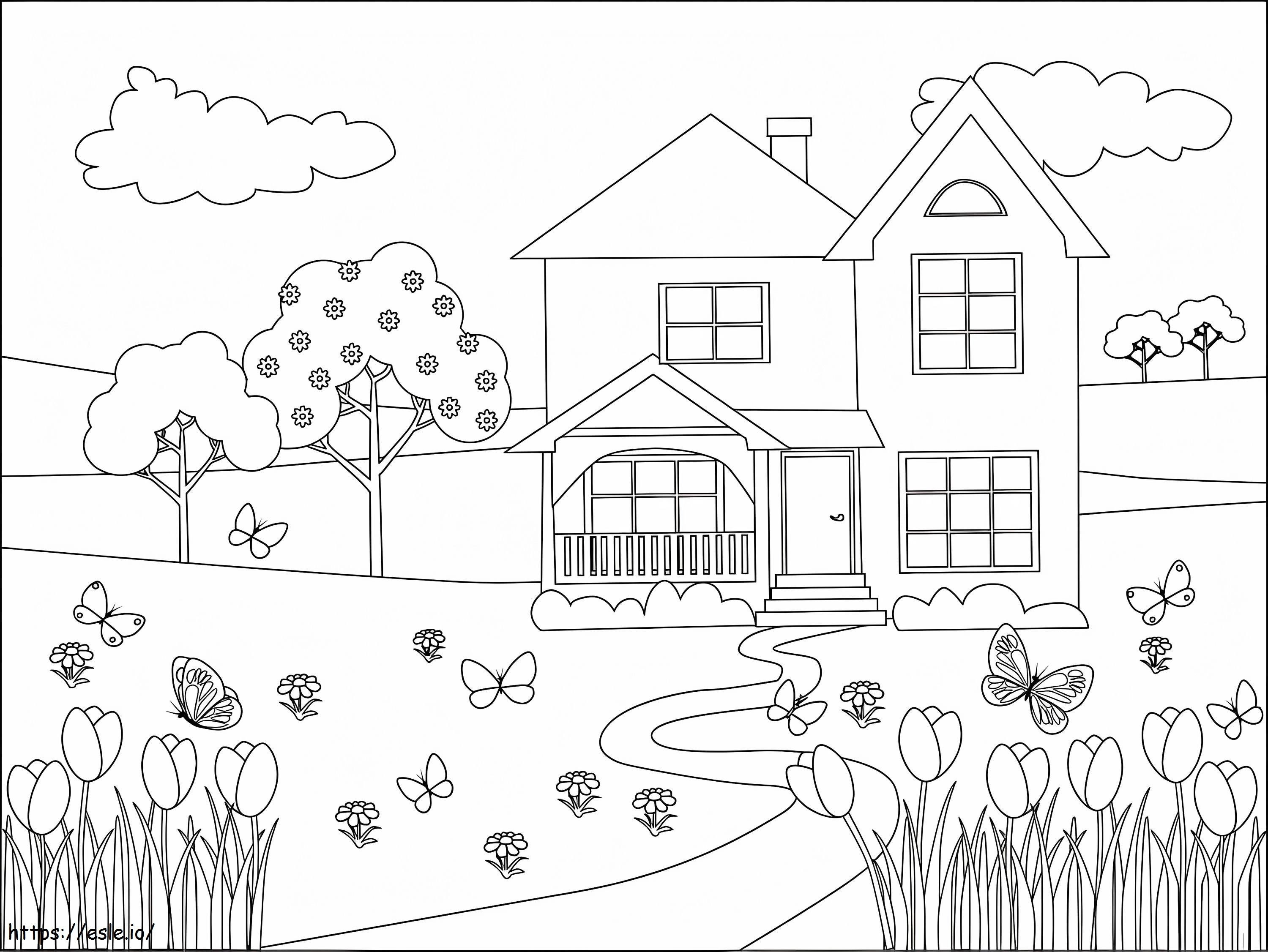 Spring House coloring page