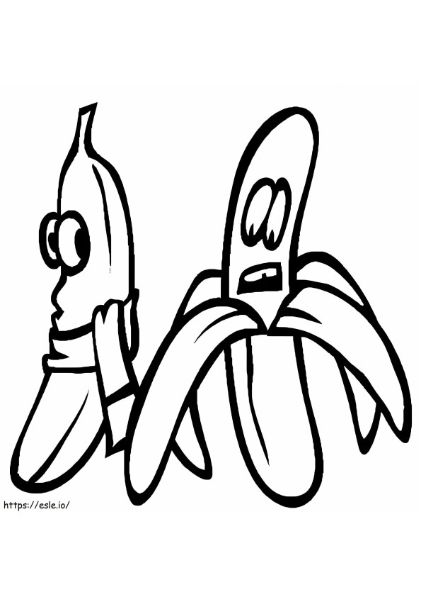 バナナを2本描きます ぬりえ - 塗り絵