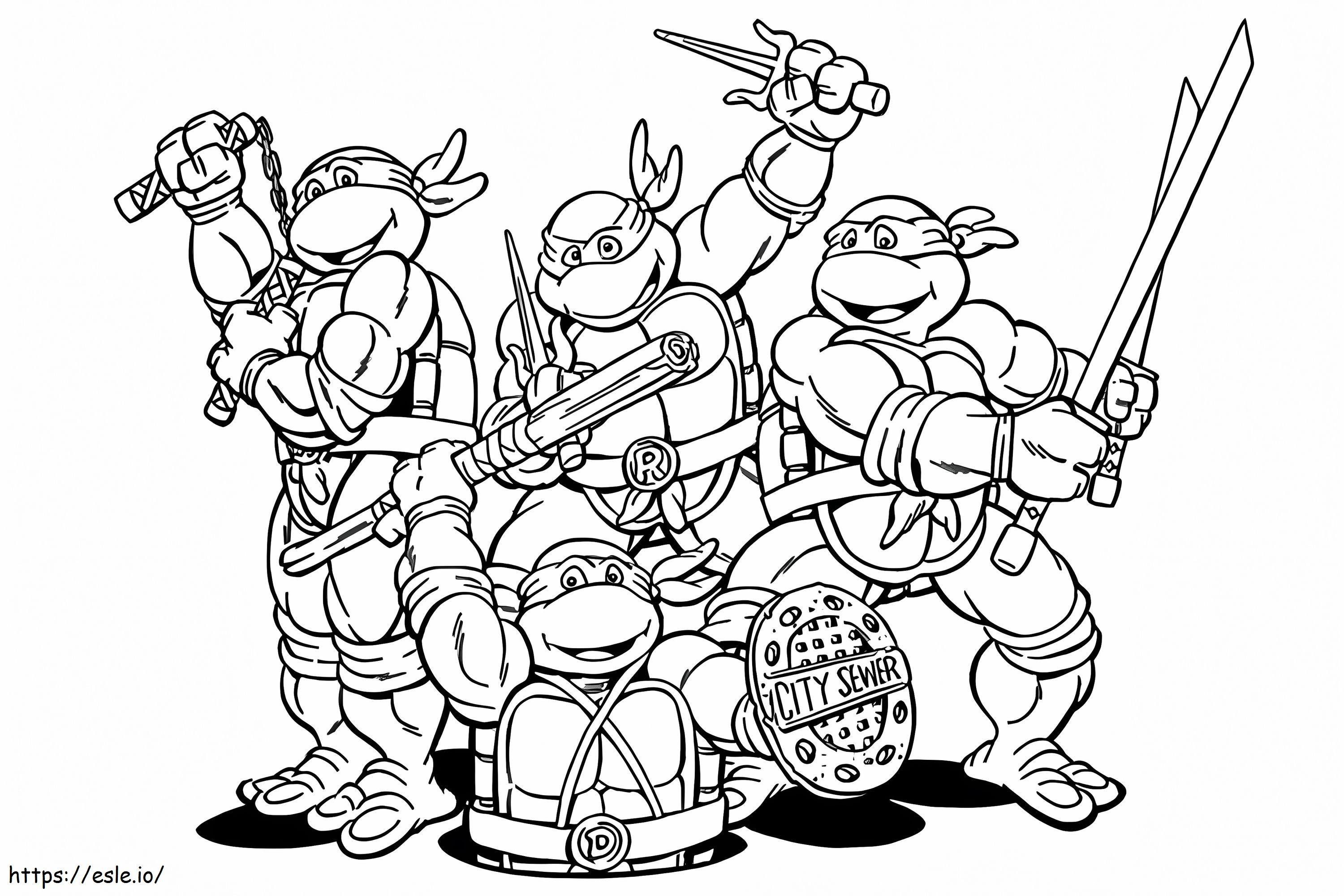 Team Ninja Turtles de colorat