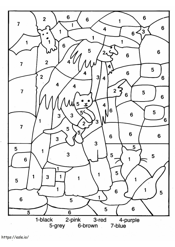 Witch Color By Number coloring page