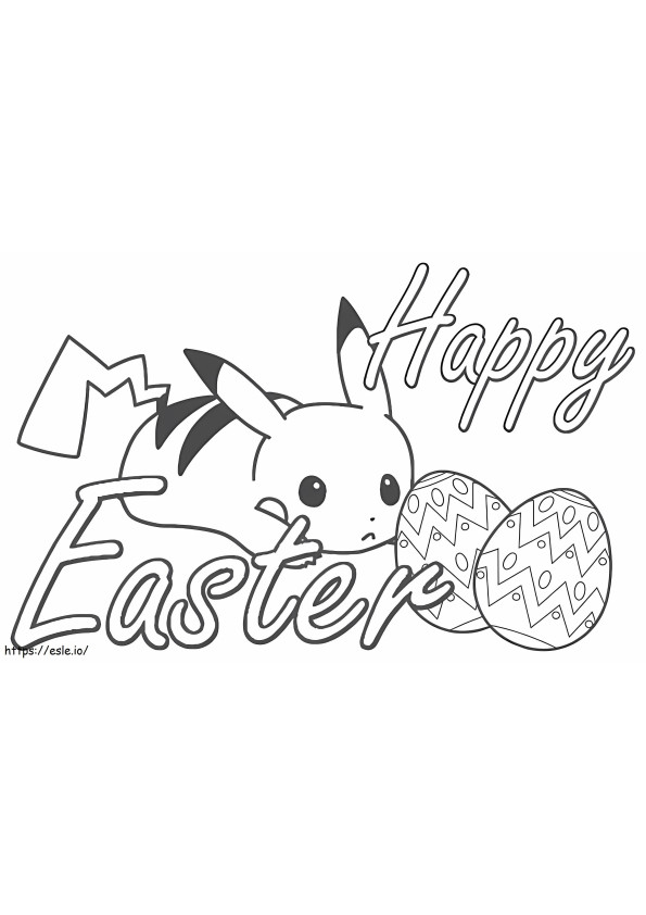 Coloriage Pikachu et oeuf de Pâques à imprimer dessin