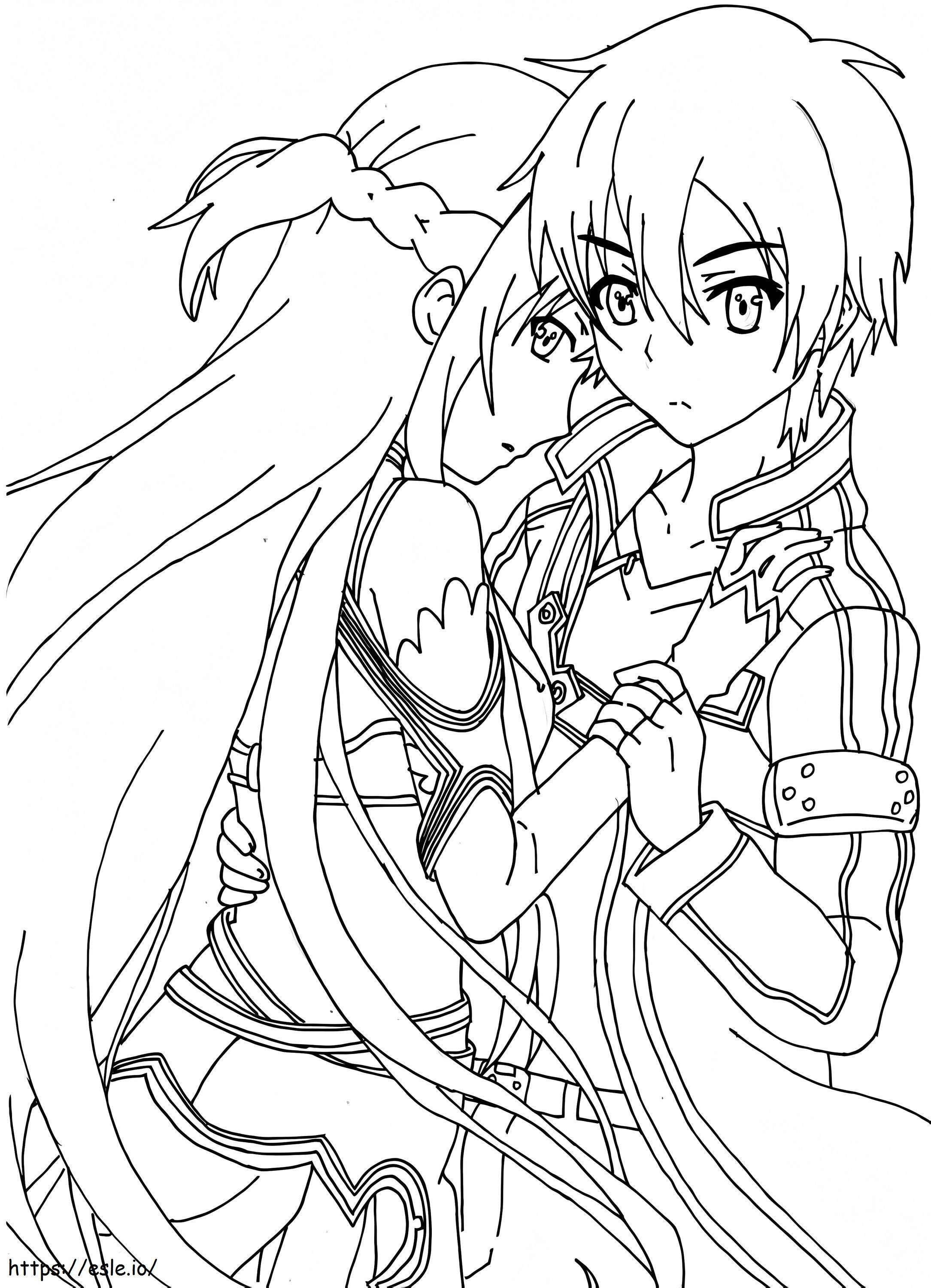 Kirito ve Asuna'yı seviyorum boyama