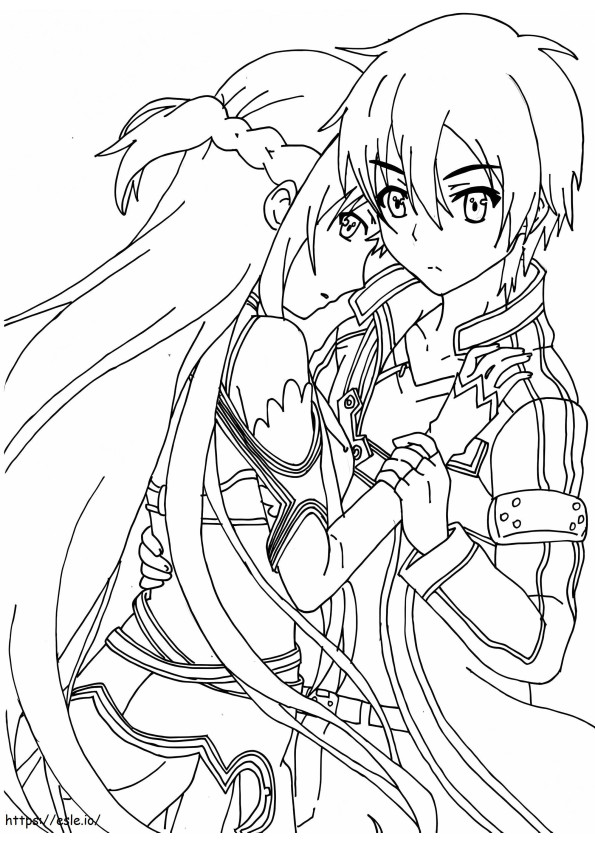 Love Kirito And Asuna coloring page