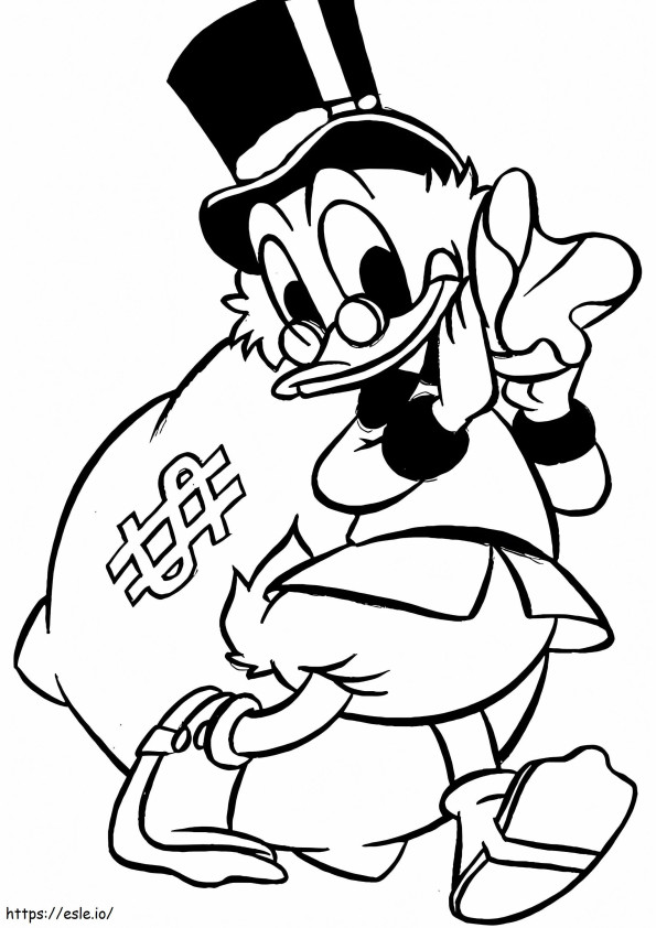 Scrooge McDuck ja hänen rahansa värityskuva
