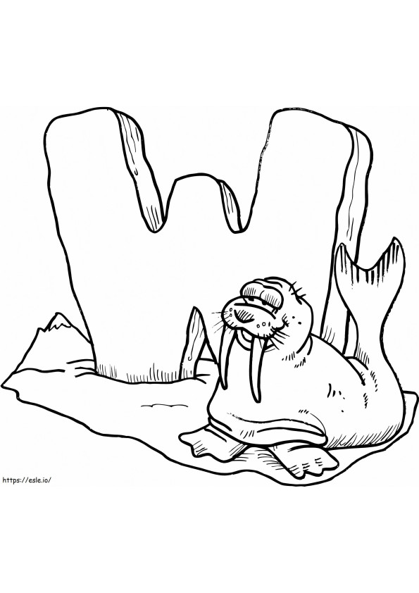 Walrus Smiling Letter W coloring page