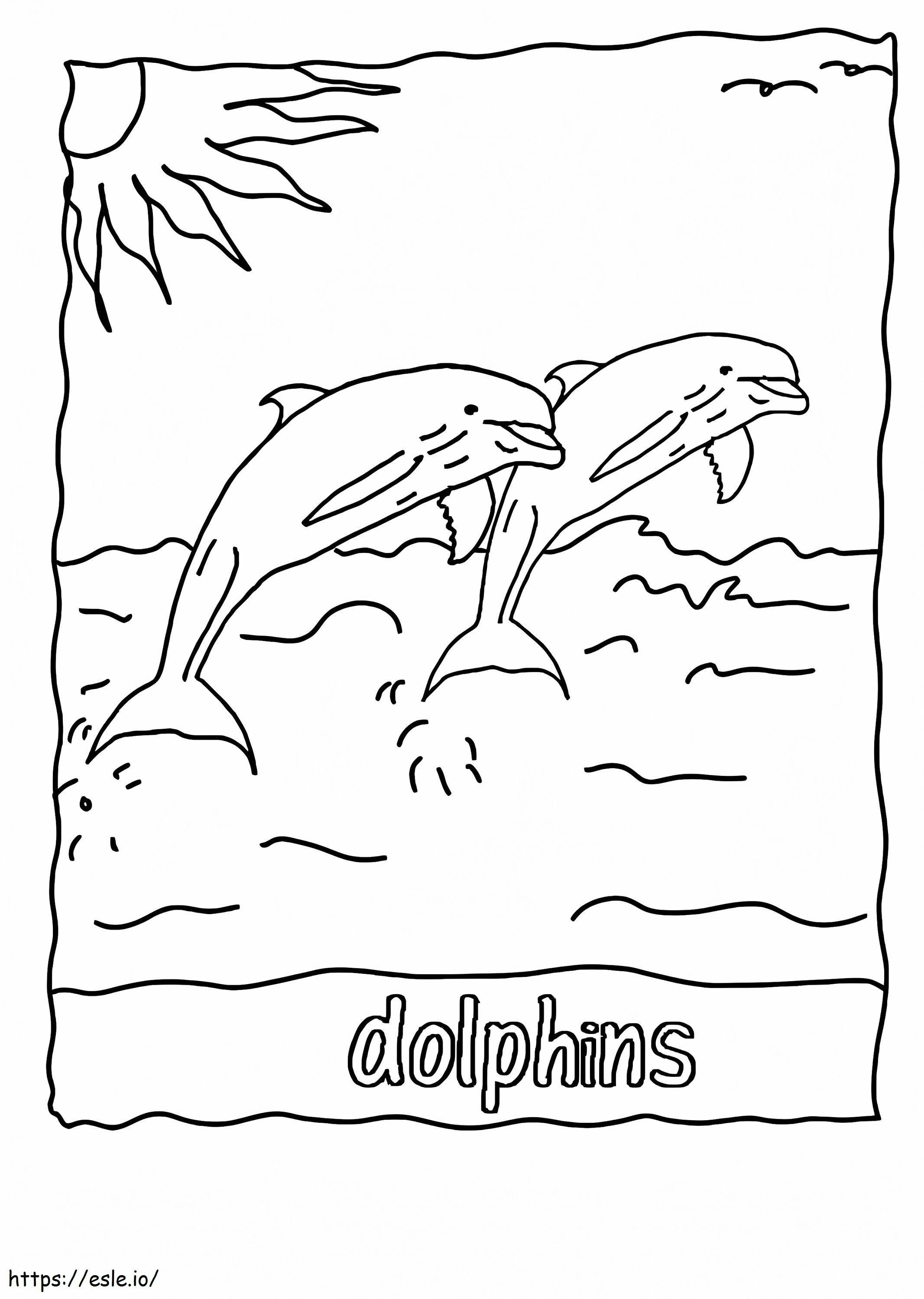 Hyppäävät delfiinit värityskuva