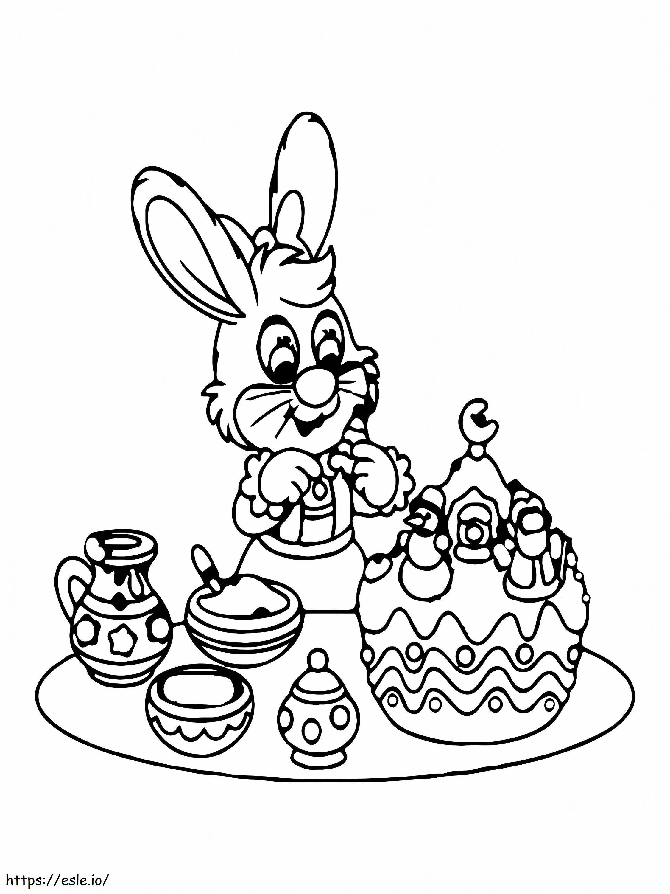 Christmas Bunny With A Cake coloring page