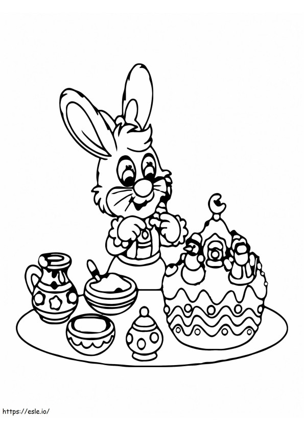 Christmas Bunny With A Cake coloring page