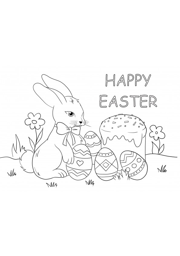 Happy Easter card to print and color free