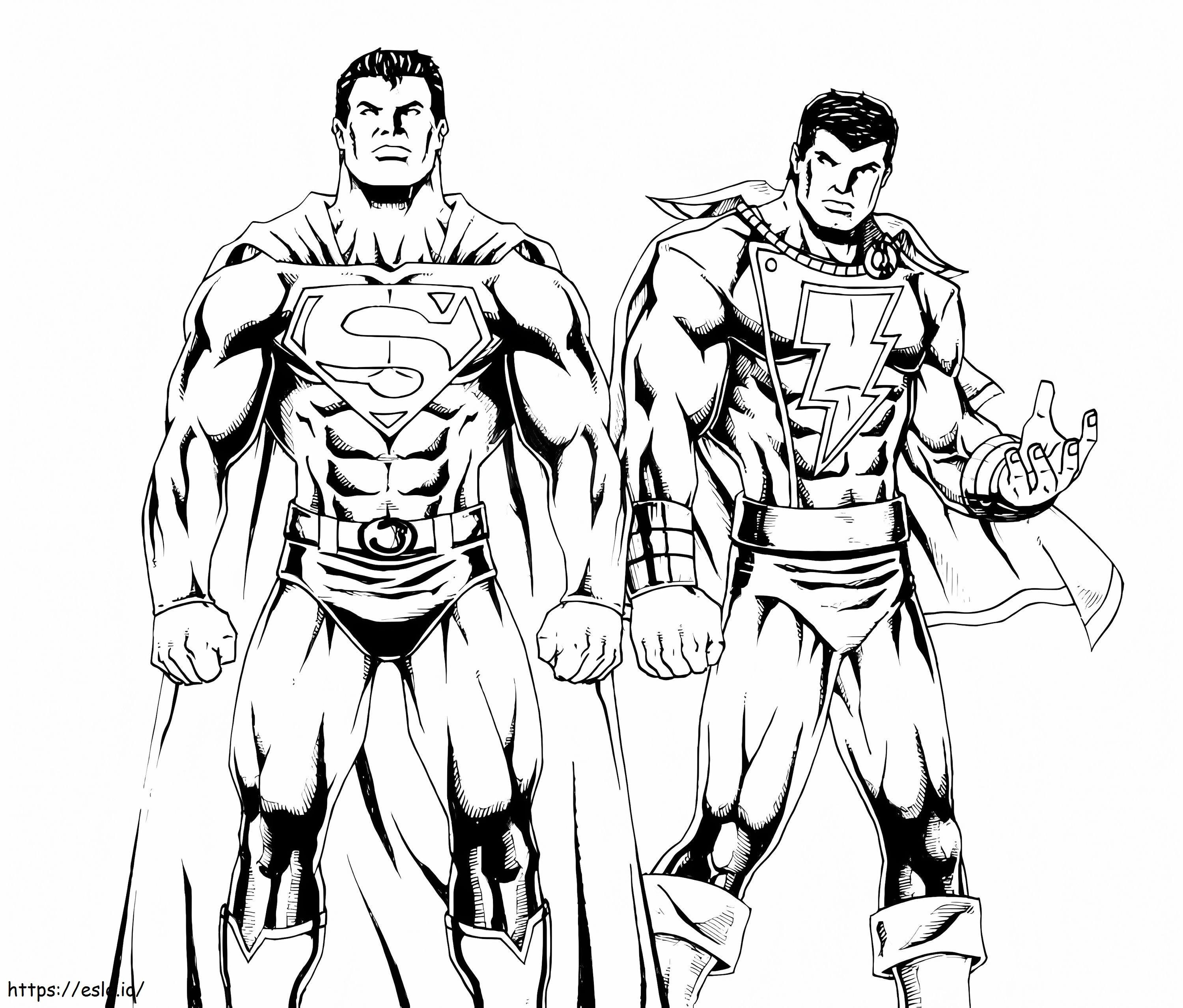 Superman ja Shazam värityskuva