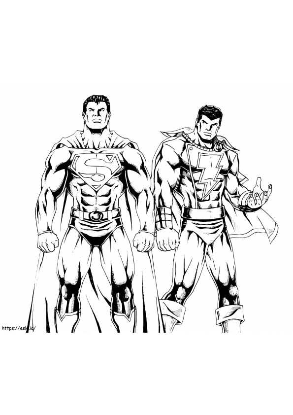 Supermana i Shazama kolorowanka