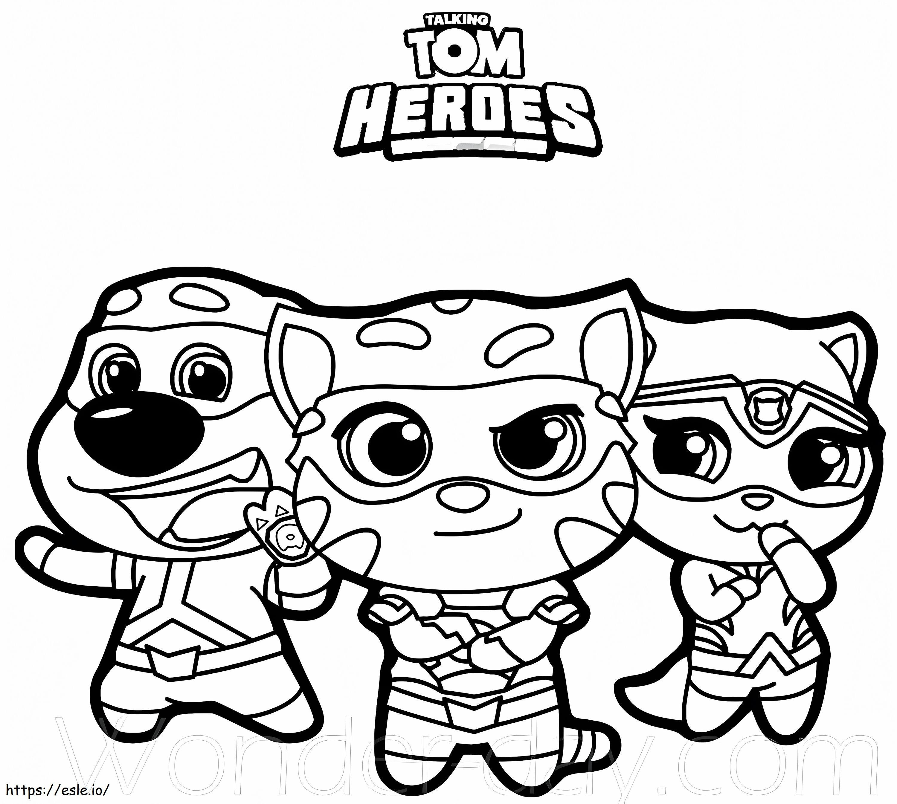 Cute Talking Tom Heroes coloring page