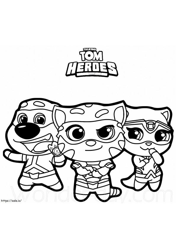 Cute Talking Tom Heroes coloring page
