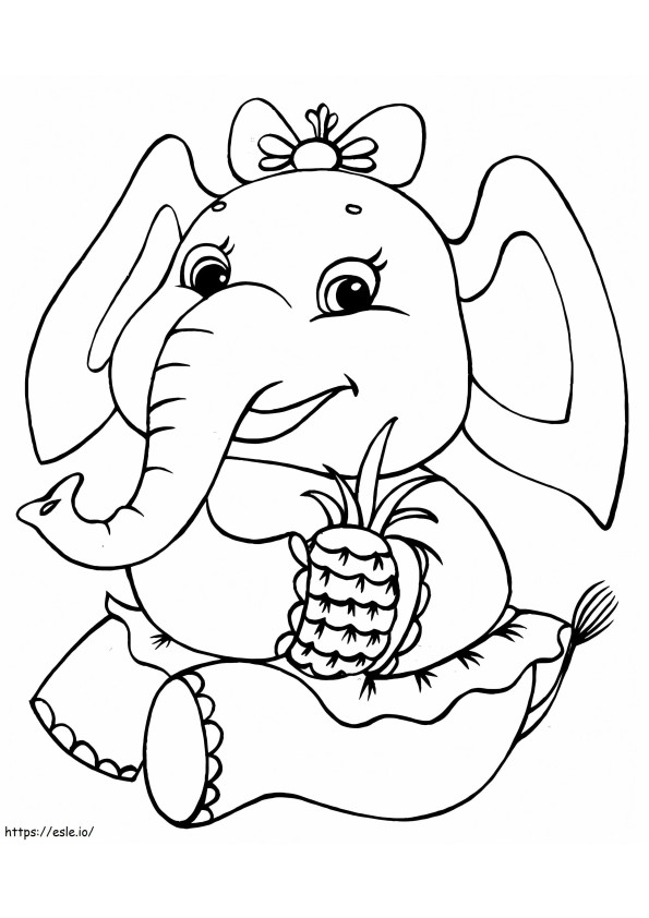 Cute Elephant With Pineapple coloring page