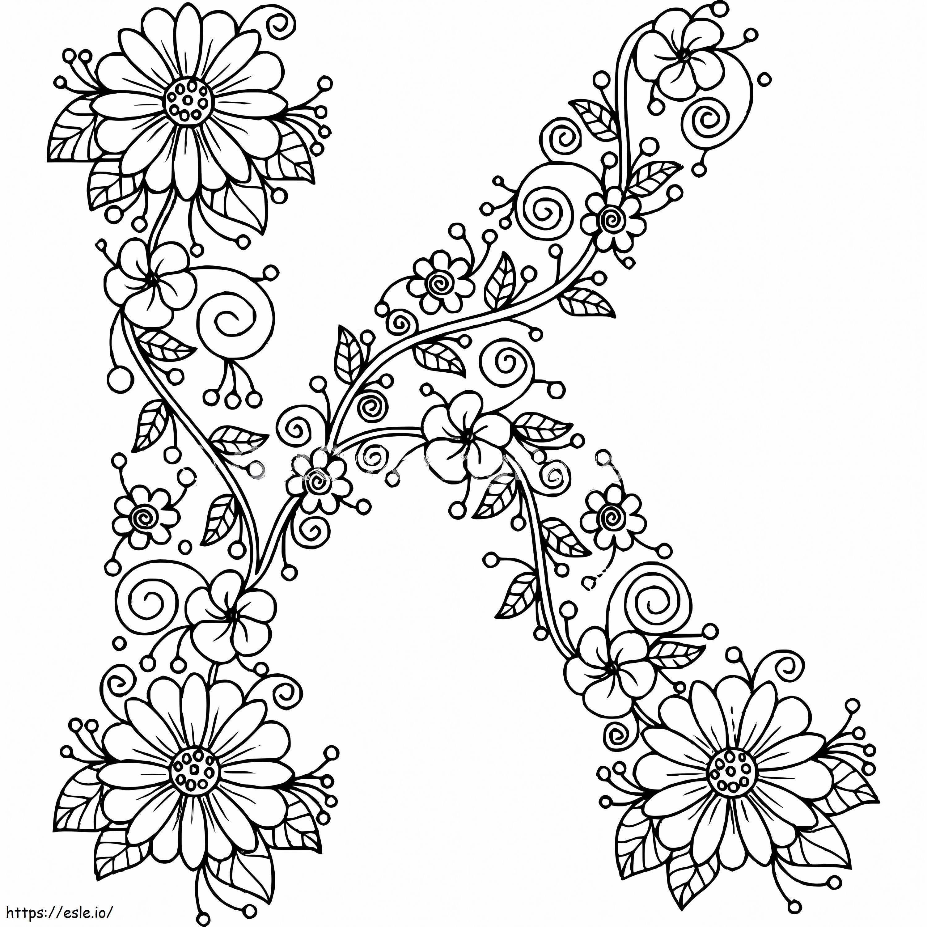 Coloriage Lettre de fleur K à imprimer dessin