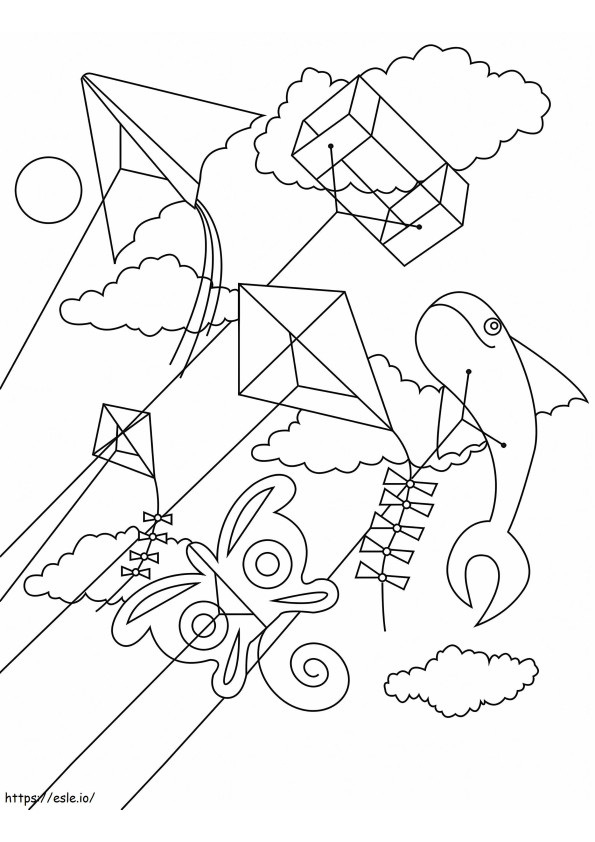 Kites coloring page