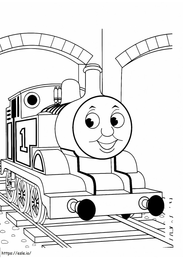 Thomas de trein glimlacht kleurplaat