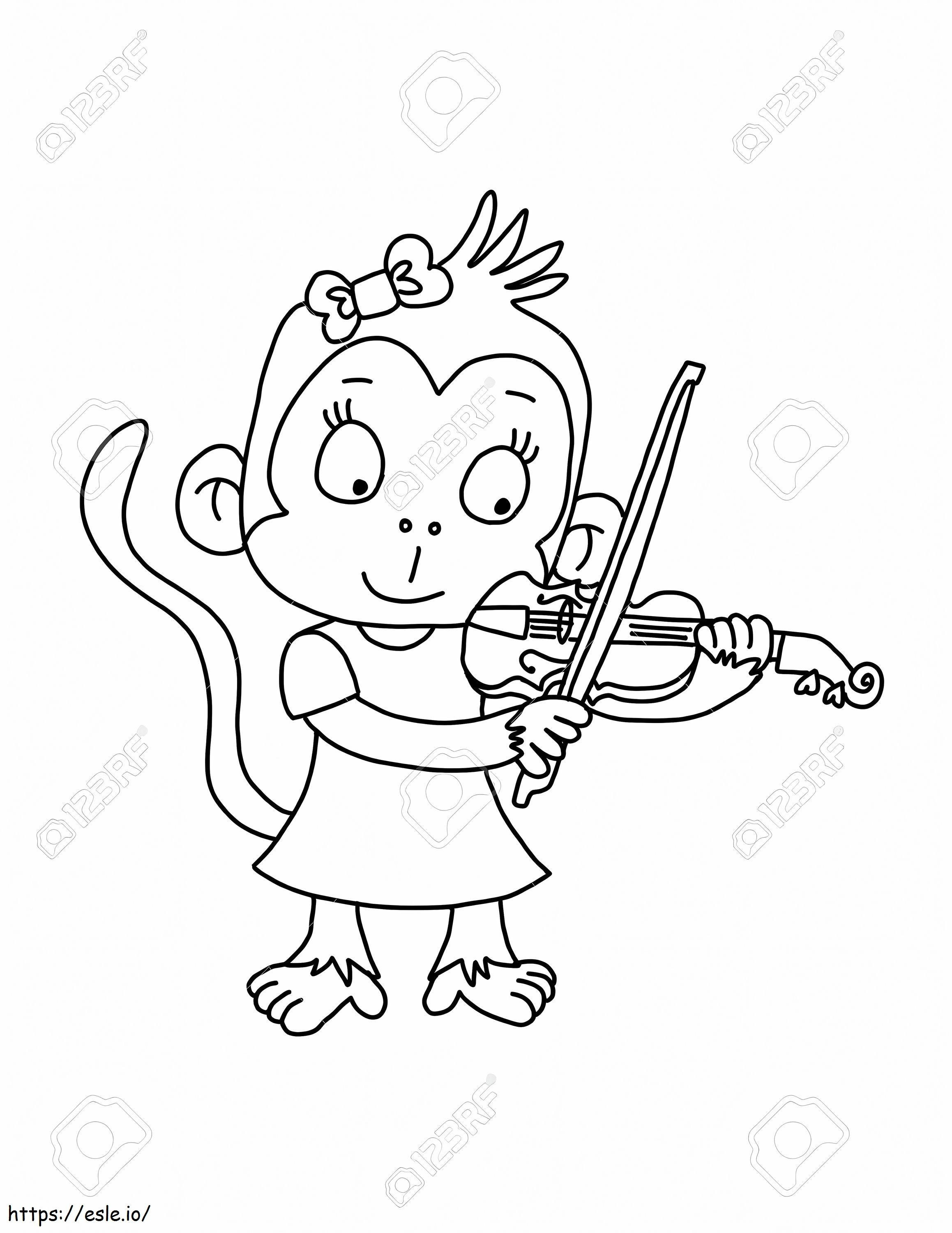 1539402795 69128129 Scimmia carina che suona il violino da colorare
