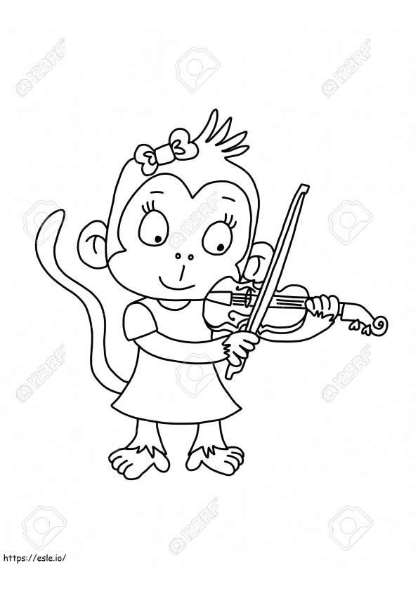 1539402795 69128129 Słodka małpa grająca na skrzypcach kolorowanka