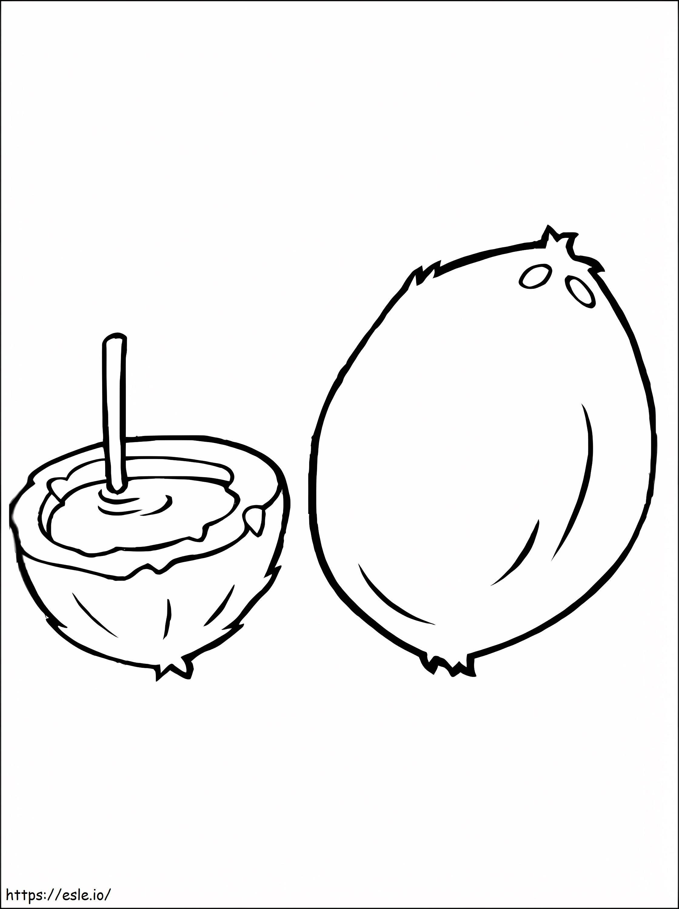 Coconut And Drinking Coconut coloring page