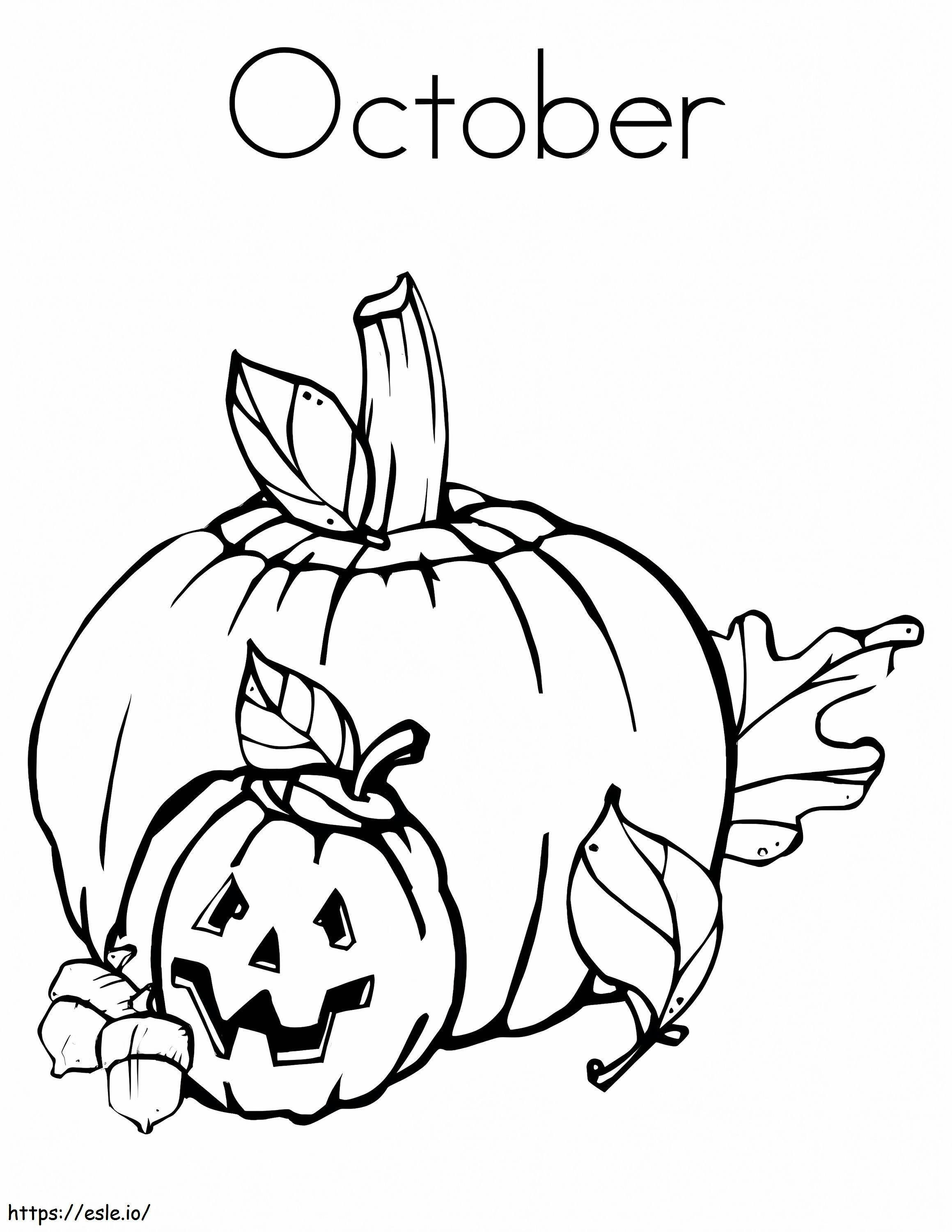 10月のかぼちゃ ぬりえ - 塗り絵