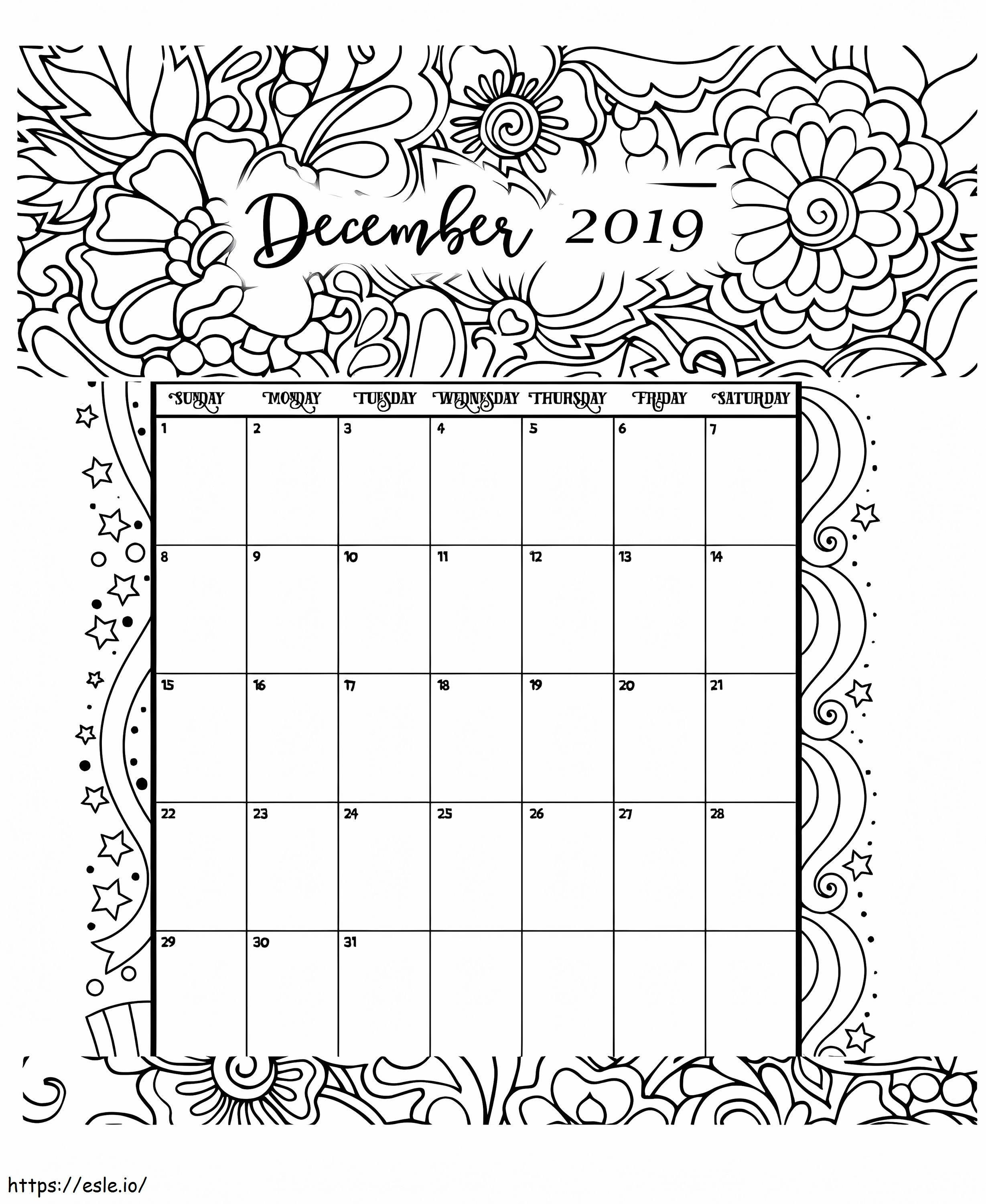 Calendario 1 de diciembre para colorear