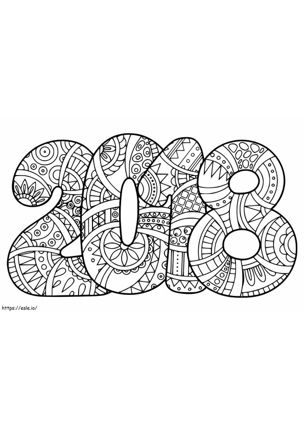 Year 2018 Mandalas coloring page