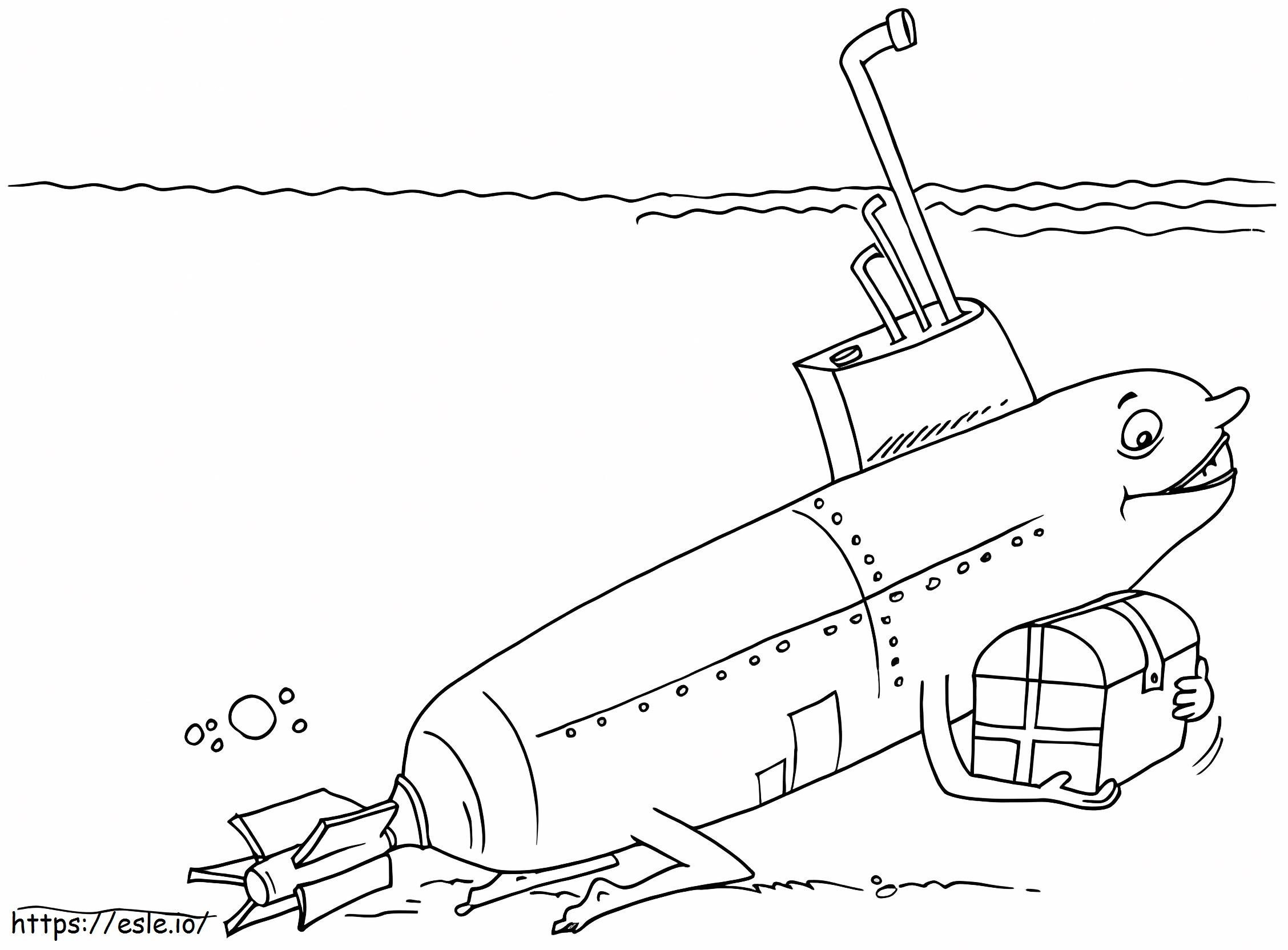 Submarine 6 coloring page