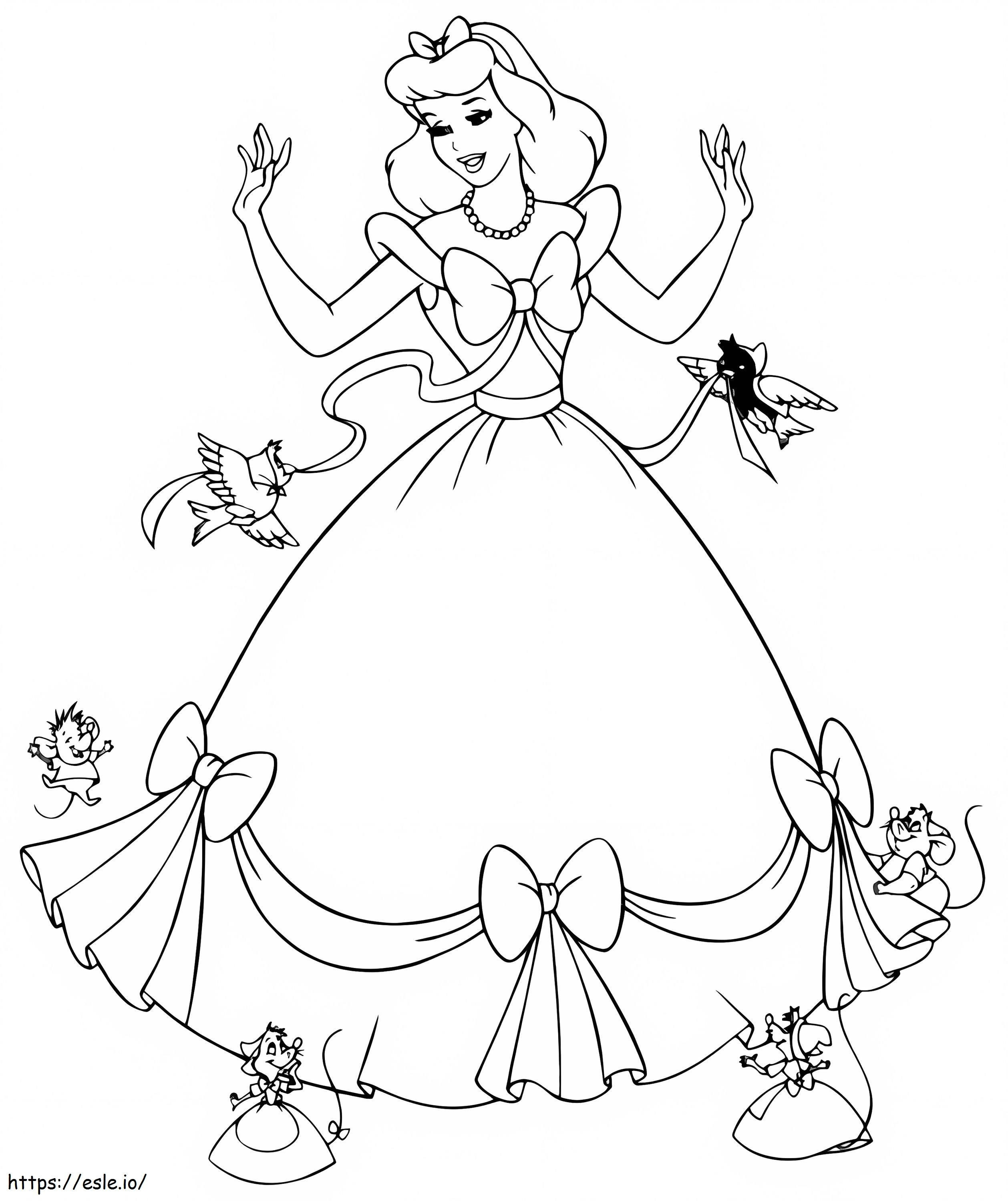 Cinderella And The Animals coloring page
