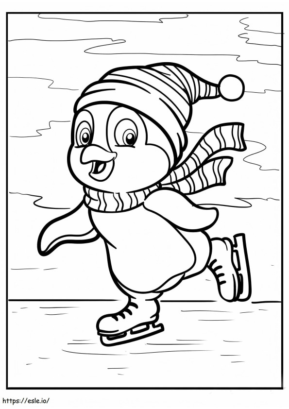 Pingwin na łyżwach kolorowanka