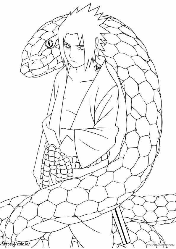 Uchiha Sasuke com Aoda para colorir
