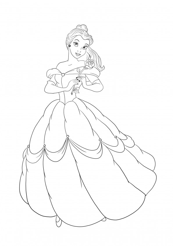 Belle princess for free downloading and coloring