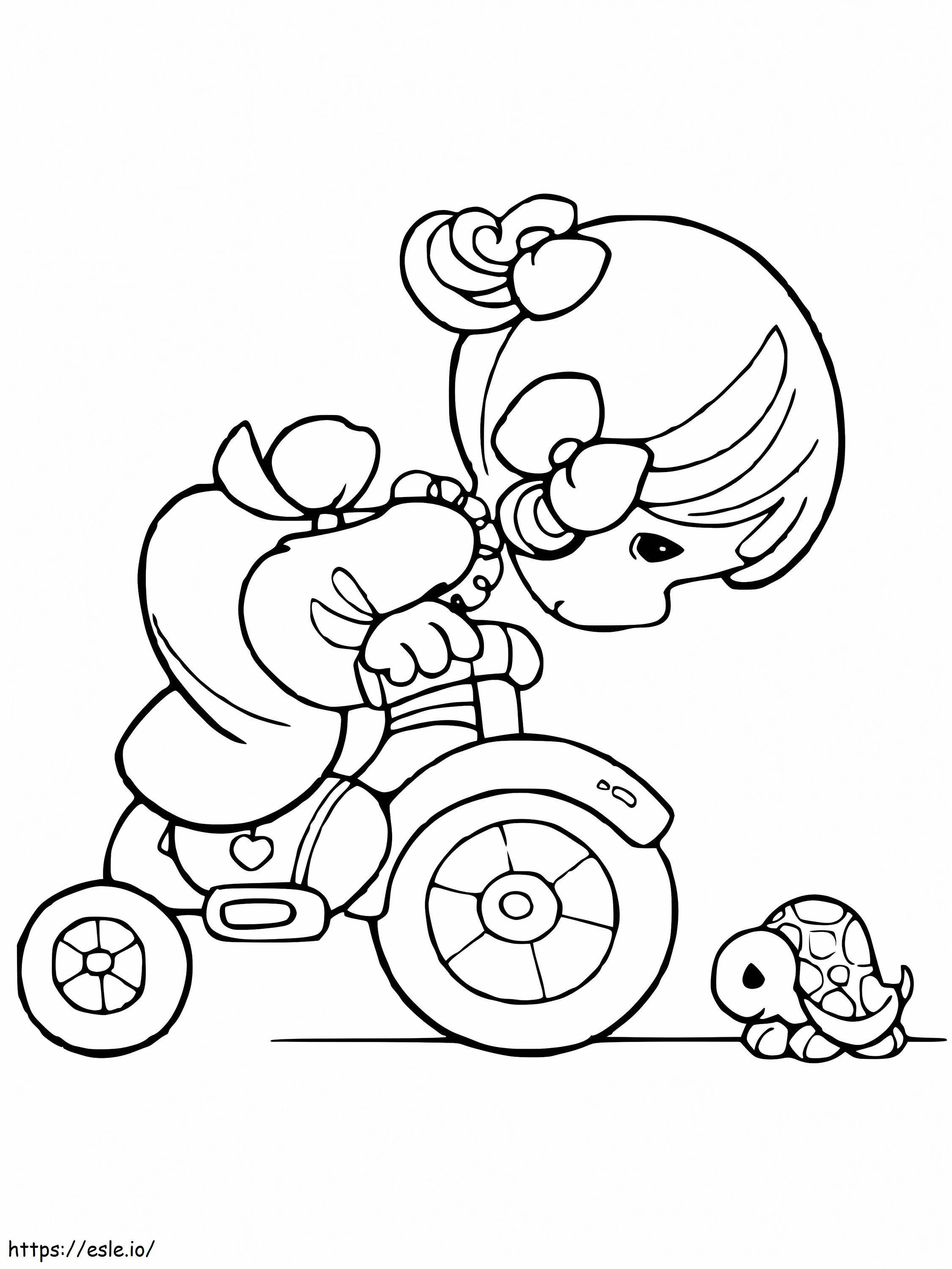 Girl On Bicycle coloring page