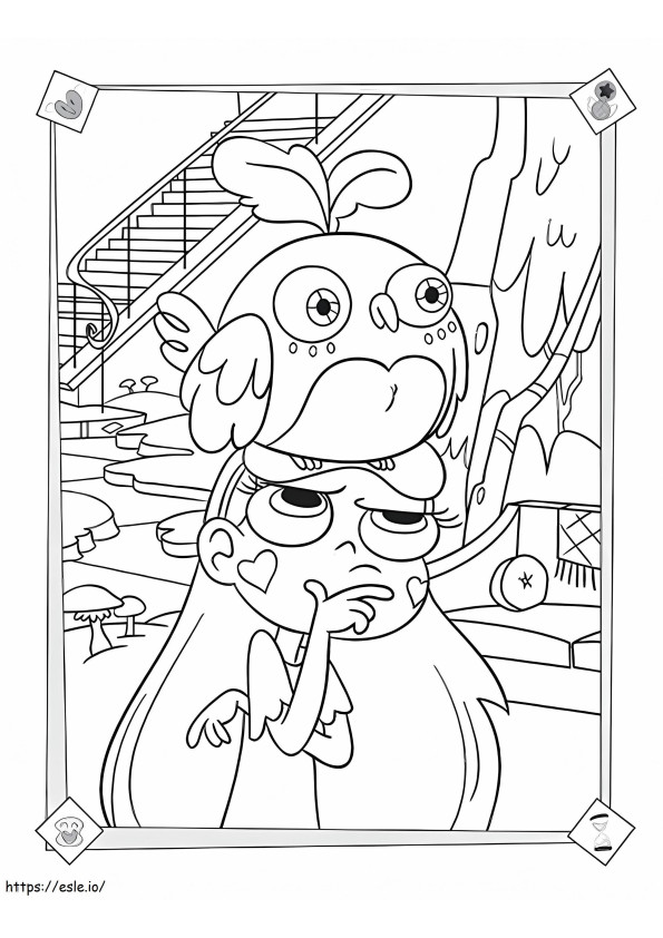 Star Butterfly Thinking coloring page
