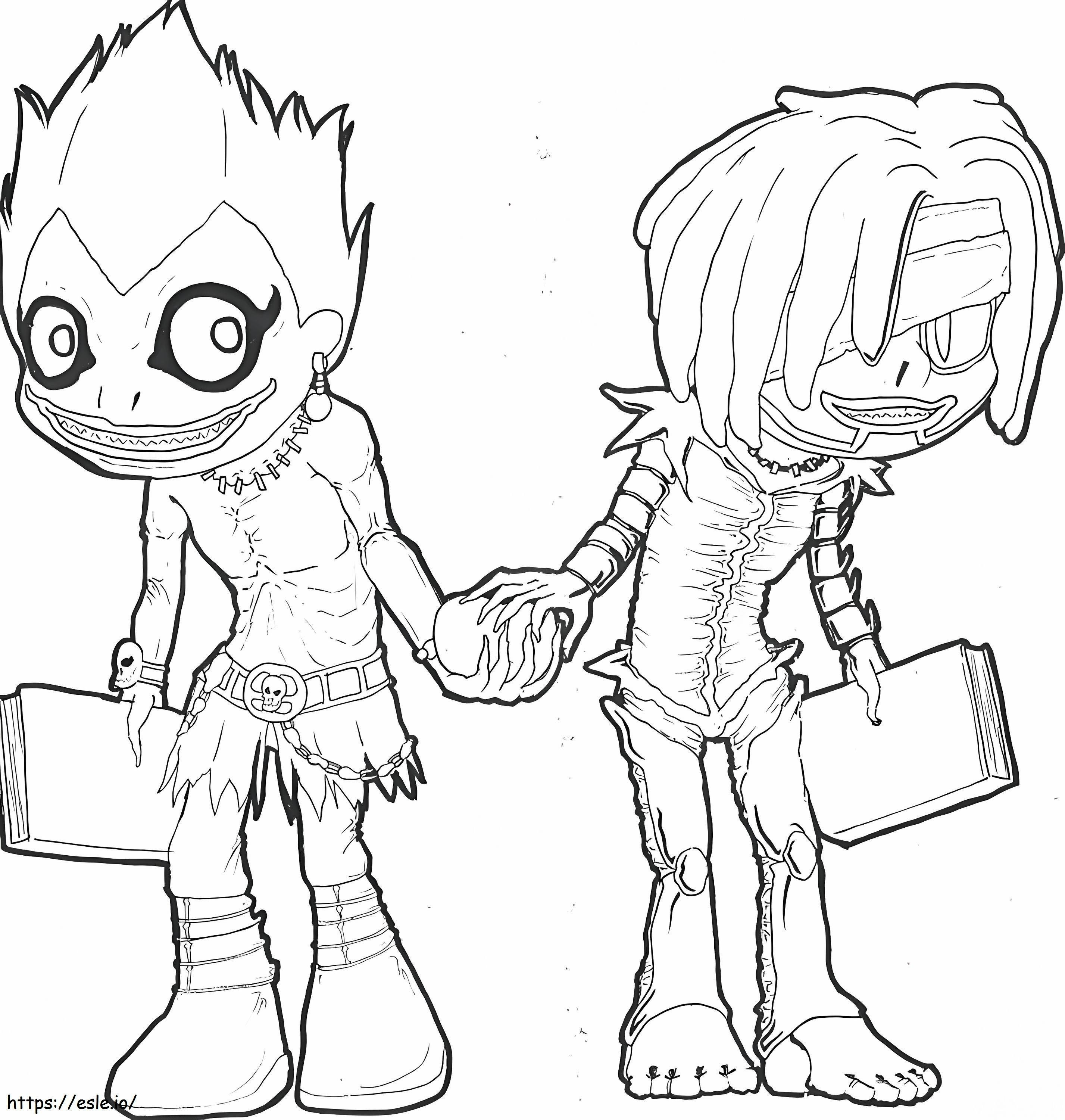 Ryuk și Rem din Death Note de colorat