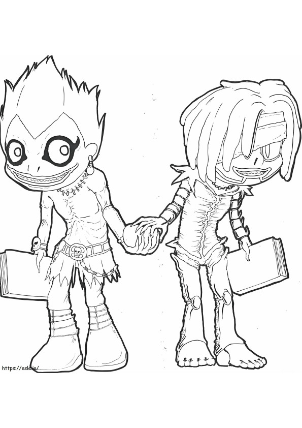 Ryuk en Rem uit Death Note kleurplaat