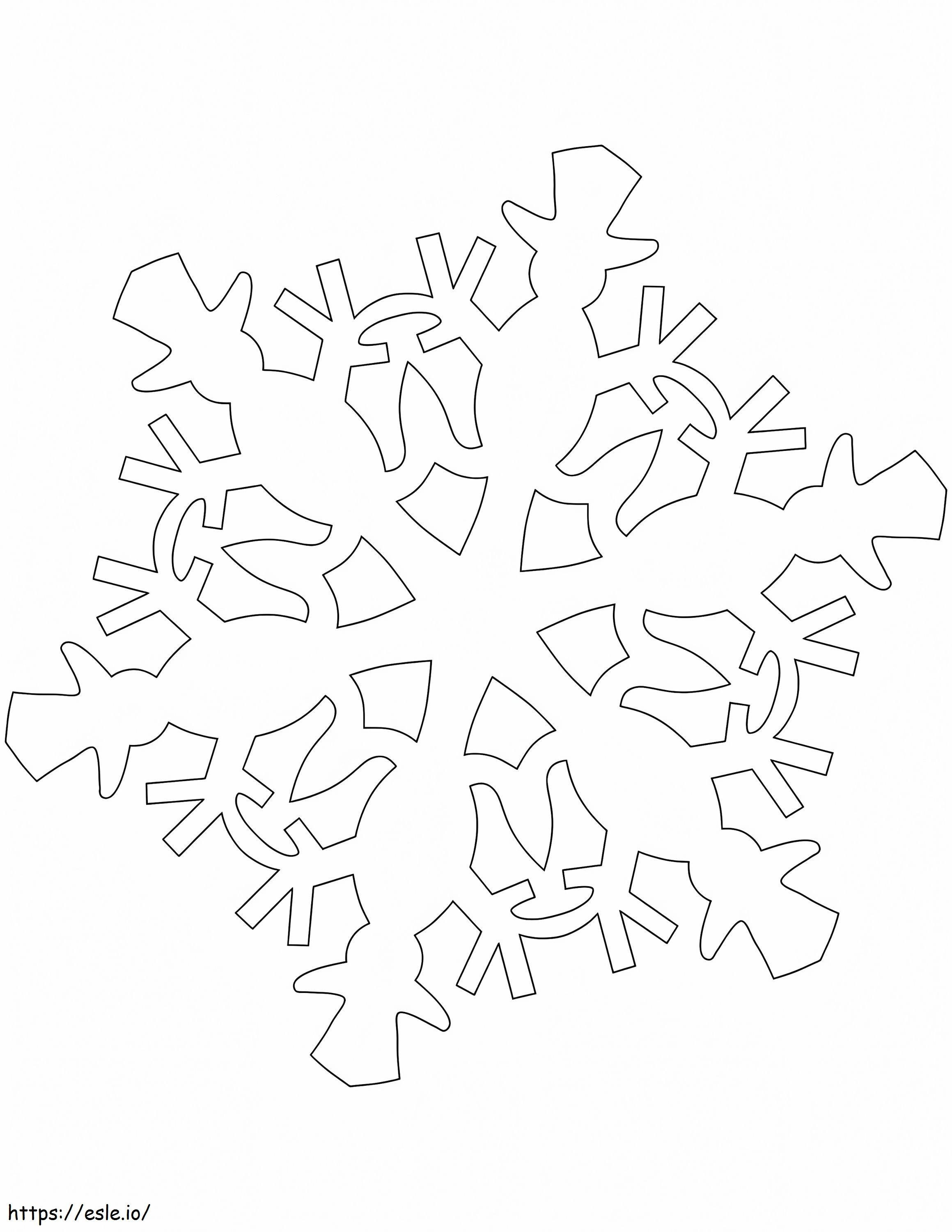 Coloriage 1584065079 Motif flocon de neige avec bonhomme de neige à imprimer dessin