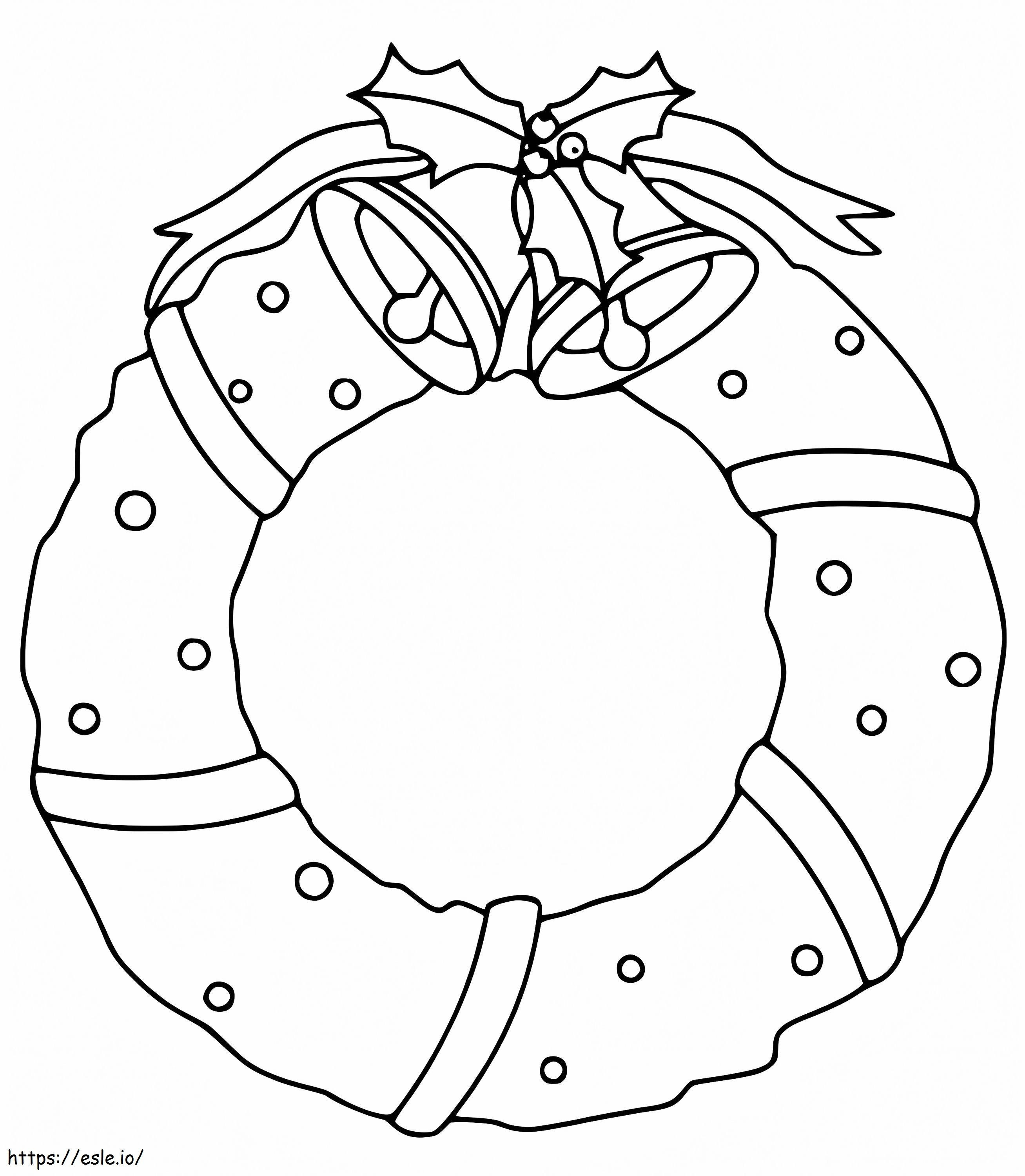 Christmas Bells And Wreath coloring page